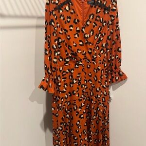 Elegant Leopard Print Long Sleeve Dress